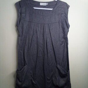 Barila Dress Women M Sleeveless Pockets Pleated Gray